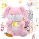 Breathing Stuffed Animal, Soothe Snuggle Pink Bunny Plush for Anxiety Adults and Kids, Soothing Stuffed Animal, Soft Breathing Plush Bunny Gifts with Realistic Breathing and Lights