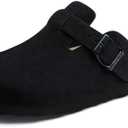 Litfun Unisex Genuine Suede Clogs Soft Footbed Leather Potato Shoes Comfort Slip On Clogs with Arch Support size 8