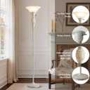 70" Torchiere Floor Lamp with NightLight, Etched Glass Shade, Bulb Included