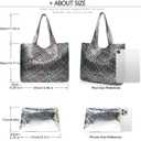 JINMANXUE Woven Tote Bag for Women, Large Summer Beach Travel Handbag and Purse Retro Handmade Shoulder Bags (Gun Multicolor)