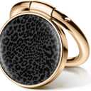 Cell Phone Ring Holder, Cute Metal Phone Grip Stand Finger Ring Kickstand, Flexible 360Rotation Phone Tablet Case Accessories Compatible with Most Phones Black Leopard Design