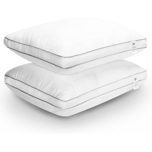 Bed Pillows King Size Set of 2 for Sleeping, Cooling Gusseted Pillows Hotel Quality, Soft Down Alternative Plump Filling for Back, Stomach or Side Sleepers, 19 x 34 inches