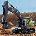 Ruko 1661 Remote Control Excavator Toys for Boys, 2.4Ghz RC Construction Vehicles with Metal Shovel & Simulated Lights Gift for Kids