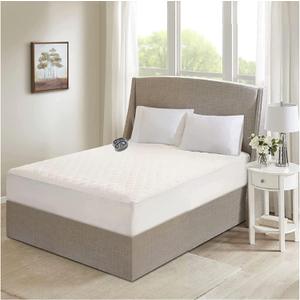 Beautyrest Cotton Heated Mattress Pad - Bed Warmer with 20 Heat Settings Controller, Auto Shut Off Timer, All Around Elastic Deep Pocket, UL Certified, Machine Washable, White King