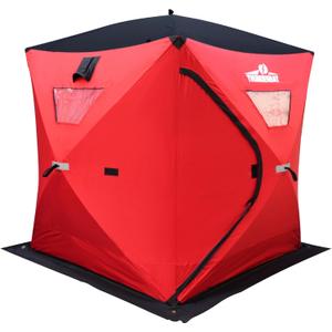 THUNDERBAY Ice Cube 2-4 Man Portable Ice Shelter, 24/34 Square Feet of Fishable Area, Portable 2-3 Person Ice Shanty