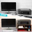 Printer Stand Shelf with Storage Wood Desk Paper Organizer for Home/Office, Printer Riser, 2 Tier