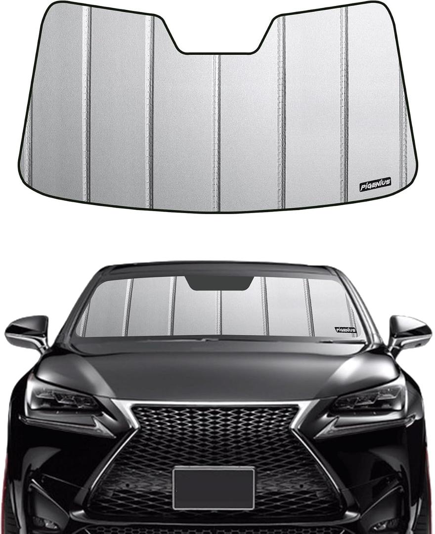 Pigenius Windshield Sunshade for Lexus NX 2015-2021 (No Lane Departure Alert), Premium Grey Leather Finish