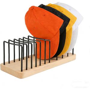 Hat Organizer for Baseball Caps, Wooden Hat Holder for 10 Baseball Caps - Space-Saving Storage Display Racks Stand, Quick Organizer of the Bedroom, Dressing Table, Closet (Original Color)