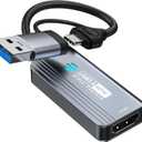 Video Capture Card, 4K HDMI to USB/USB C 3.0 Capture Card, 1080P 60FPS Video Capture Device, for Streaming, Teaching,Gaming, Video conferencing or Live Broadcasting (Grey)