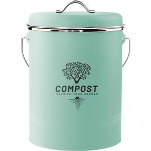 Kitchen Countertop Compost Bin, Odor Resistant Indoor Compost Bin with Lid and Charcoal Filter, Rust Resistant Coated Compost Bucket, Compost Container, Mint