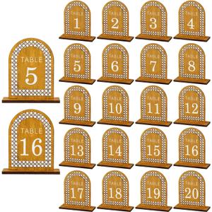 Rattan Arch Wedding Table Numbers 1-20 with Stands