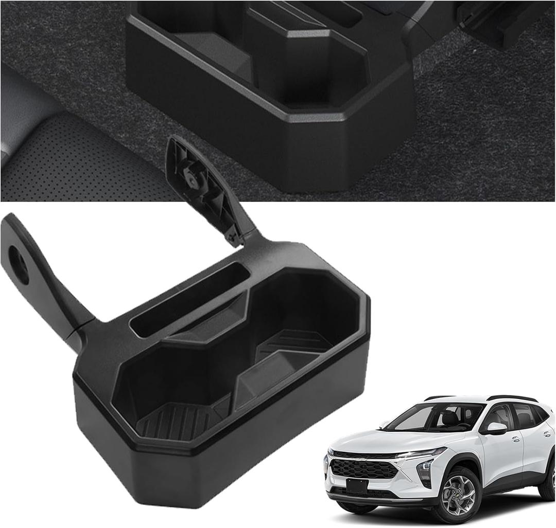 MIKKUPPA Backseat Cup Holder - Replacement for 2024 2025 Chevy Chevrolet Trax Accessories, Console Mounted Back Seat Floor Storage Organizer for Rear Drink Holder