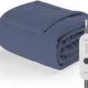 Sunbeam Electric Heated Throw Blanket Nordic Premium Plush with 4 Heat Settings Controller, Auto Shut-Off, Machine Washable UL Certified 50" x 70" (Blue)