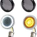 1157 Front LED Turn Signal Lights, 2 Inch Bullet Running Light with Smoked Lens Cover for Harley Sporster 1200, Dyna, Road King, Street Glide, Softail 2020 (Amber+White)