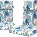 DYTXIII Outdoor High Back Chair Cushions Set of 2, 44"x22" Water Repellent Patio Seat Cushions with Elastic Sponge, All Weather Chair Pads for Rocking, Dining, Patio Furniture - Clemens Noir Blue, 44x22x3