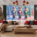 13x6ft Christmas Garage Door Cover Fairy Tale 3D Macaron Palette Nutcracker Candy Color Trees Snowflakes Checkerboard Floor Holiday Party Decorations Indoor Outdoor Wall Background