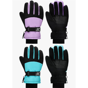 SATINIOR 2 Pairs Kids Waterproof Winter Snow Gloves Ski Gloves for Boy Girl Outdoor Warm Thickening Snowboar