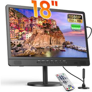Desobry 18 Inch Portable TV with Digital ATSC Tuner, Built-in 6000mAh Battery, Portable Monitor with 1080P HDMI Input, AV Input, USB, Small TV for Camping, RV, Kitchen, Patio,no WiFi