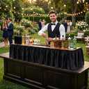 Portable Bar Top Riser Tables with Skirt, Black Skirt, 6 ft, Rustic Brown