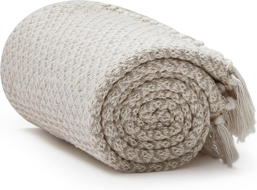 Americanflat 50x60 Throw Blanket - Soft and Breathable Cotton Throw Blanket for Couch, Bed, Chair - Decorative Blankets Perfect for Home, Office, or Outdoor Use - Cream and Beige Birds Eye Design Americanflat 50x60 Throw Blanket - Soft and Breathable Cotton Throw Blanket for Couch, Bed, Chair - Decorative Blankets Perfect for Home, Office, or Outdoor Use - Cream and Beige Birds Eye Design