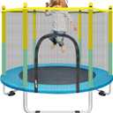 Indoor Trampoline for Kids Ages 1-8, 55" Small Outdoor Toddler Trampoline with Safety Enclosure Net, No-Gap Safe Design, Baby Round Jumping Mat, Recreational Trampolines Birthday Gifts for Boys Girls
