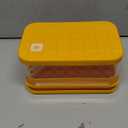 Brigii Ice Cube Tray with Lid&Bin, Ice Cube Mold with 56 Cubes, Stackable Ice Trays for Freezer with Easy-Release Silicone Bottom, for Drinks, Coffee, cocktail (Orange)