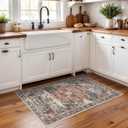 RUUGME Washable 2x3 Area Rugs - Large Boho Rugs for Living Room Stain Resistant Carpet Vintage Tribal Rugs for Bedroom Kitchen Bathroom with Non Slip Backing Home Decor Floor Decoration Mat 2x3 Brick