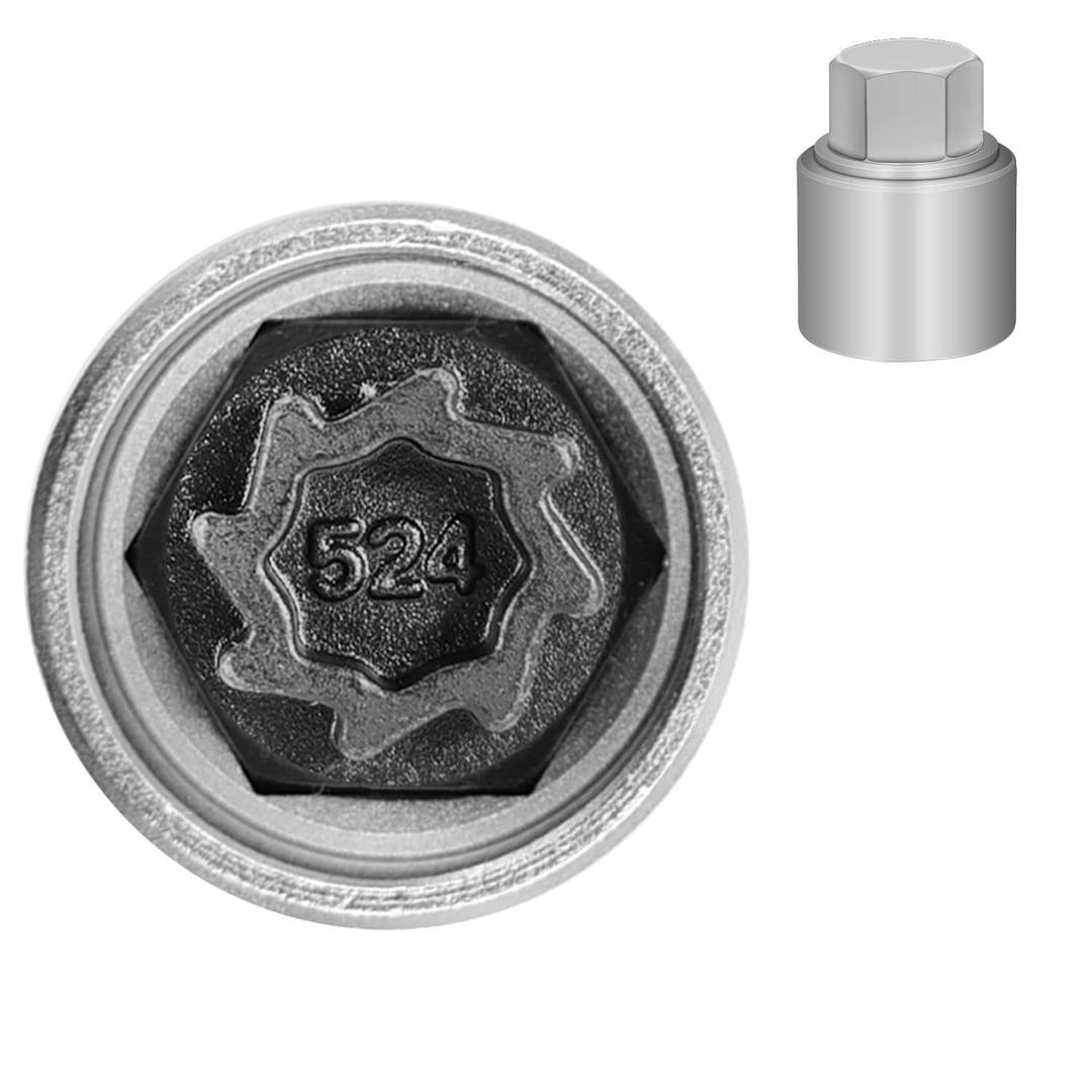 524 Wheel Locking Nut Key Compatible with VW VAG Volkswagen, (Socket OD 28mm - ID 25mm), Wheel Lock Nut Socket Adapter, Anti-Theft Lug Nut Removal Tool, Anti-Theft Screw Remover