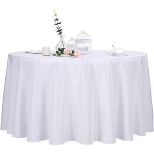 Ascoza 2pack 108 Inch White Round Tablecloth in Polyester Fabric for Wedding/Banquet/Restaurant/Parties