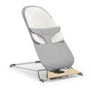 UPPAbaby Mira Bouncer/Portable 2-in-1 Bouncer + Seat Grows with Your Baby/GREENGuard Gold, JPMA + FSC Certified/Cozy Seat Liner + Storage Bag Included/Stella (Grey Mlange/Silver Chrome/Maple Wood)