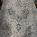GENIMO 5x7 Washable Area Rugs for Living Room, Non Slip, Taupe | Vintage Floral Rug, Stain Resistant, Low Pile and Lightweight for Bedroom, Dining Room and Home Office