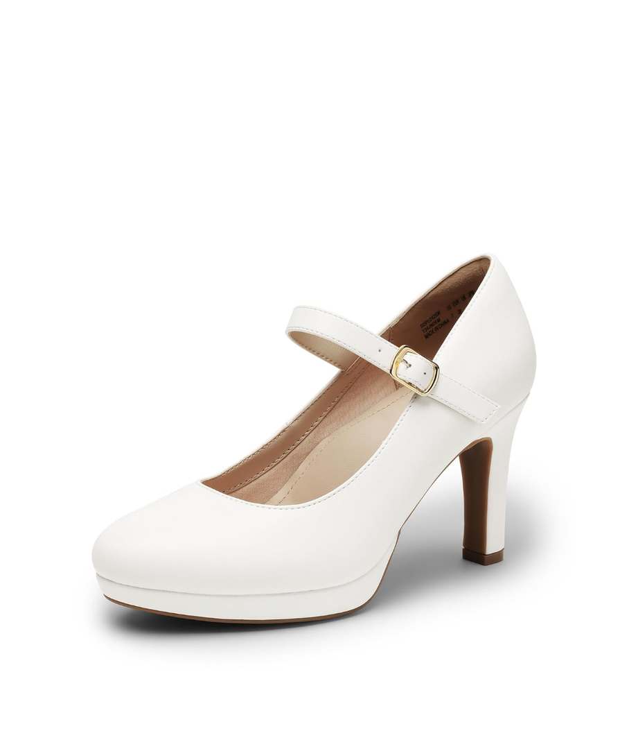 DREAM PAIRS Women's Pumps Close Toe Classic High Heels Round Toe Comfortable Low Platform Mary Jane Dress Shoes , Size 8.5