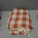 Checkered Fall Tablecloth Rectangle Cotton Linen Gingham Table Cloth with Tassel Washable Wrinkle Free Heavy Duty Buffalo Plaid Table Cover for Dining/Party/Picnic (Orange, 55" x 70" (Rectangular))