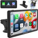 2024 Newest Wireless Portable Carplay and Android Auto,Carplay Screen for Car with Mirror Link/AUX/FM,7Carplay Screen with Detachable Sunshade and 1080p Backup Camera for All Vehicles