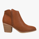 MIA Womens Lasso Round Toe Zippered Casual Boots Ankle Mid Heel 2-3" - Brown 7.5M