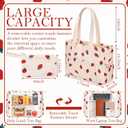 Sadnyy Cute Strawberry Corduroy Insulated Lunch Tote Bag for Women 15.6 Inch Laptop Work Bag with Insulated Lunch Compartment Large Cup Holder for Nurse Travel Office Daily Picnic