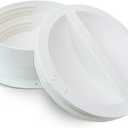 Dual Size Wall Mount Connector for Portable Air Conditioner Exhaust Hose Vent, 6 and 6.5 Inches Hose Compatible, White, Off Season Cover Plug Included, Omni-Directional