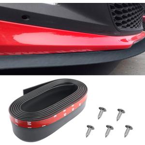 7.64Ft Car Front Bumper Lip Spoiler with Self-Adhesive,Rubber Bumper Protector Protects Bumper Lip,Universal Front Lip Spoiler Automotive Exterior Accessories for Car Truck SUV (Black)