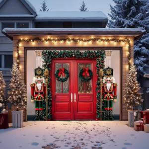 7 x 8 FT Christmas Garage Door Cover for Single Garage, Xmas Nutcracker Soldiers Christmas Decorations Outdoor, Garage Buddy Door Banner Backdrop for Home Wall Patio Yard Outside