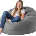 Premium Corduroy Stuffed Animal Storage Bean Bag Chair Cover (No Filler) For Organizing Plush Toys Or Textile Stuffable Bean Bag Sack For Adults Lazy Chair Playroom Washable Cover, Grey, X-Large