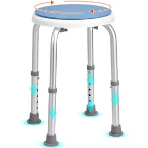 VEVOR Shower Chair for Inside Shower, 360 Degree Swivel Shower Seat, Adjustable Height Shower Stool, Non-Slip Bench Bathtub Seat Stool for Elderly Disabled Adults Handicap, 300 lbs Capacity