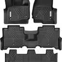 YITAMOTOR Custom Compatible with 3 Row Floor Mats Compatible for 2018-2025 Ford Expedition/Expedition Max with 2nd Row Bench Seat, Front 1st & 2nd 3rd Seat Black Floor Liner Set