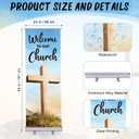 Ceenna 24 x 63 Inch Welcome to Our Church Banner, Religious Retractable Banner with Aluminum Silver Stand Fast Setup and Tear Down Pop up Display Sign with Bag for Church Sunday School Event