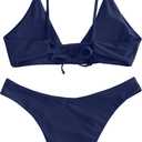 ZAFUL Women's Tie Back Padded High Cut Bralette Bikini Set Two Piece Swimsuit (Purple, S)