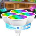Noobibaba MR16 LED Bulb Color Changing MR16 Smart LED Bulb Wifi Color Changing Light Outdoor Compatible With Alexa Google Assistant, 16 Million Colors Rgbcw, 2.4Ghz Wifi & Bluetooth, Music Sync,4Pack