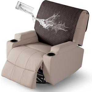 VANSOFY Recliner Chair Covers 100% Waterproof Backrest Cover Reclining Cover Non-Slip Dog Chair Cover Furniture Protector Washable Slipcover Elastic Straps for Pets, Dogs(Chocolate)