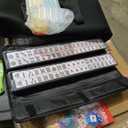 American Mahjong Game Set, 166 Premium White Tiles, 4 All-in-One Color Rack/Pushers, Classic Complete Mahjong Tile Set with Black Carrying Bag