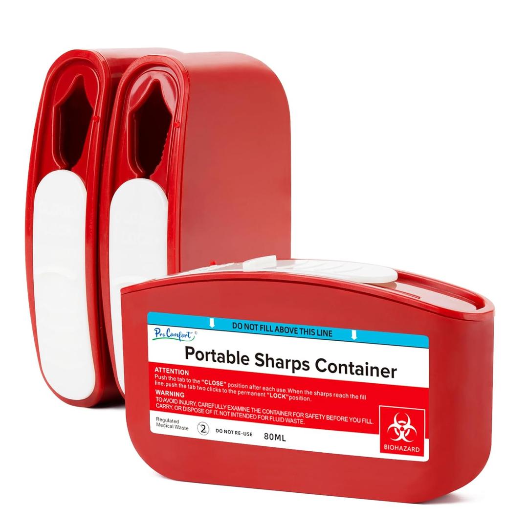 3 Pack Portable Sharps Containers for Travel and Home Use, Mini Container for Diabetes Pen Needles Disposal 3 Count