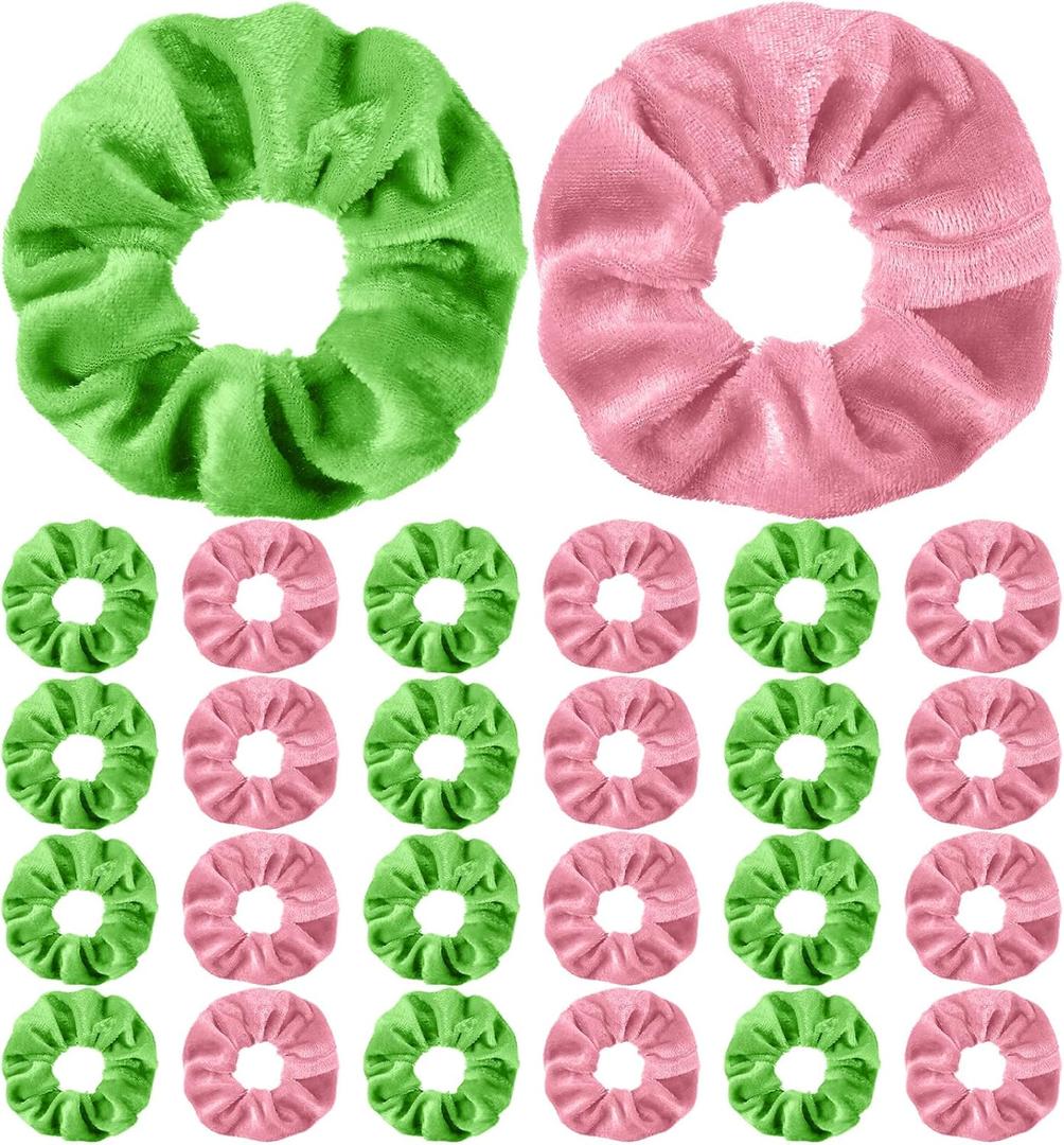 Knitgrip 24 Pcs Pink and Green Hair Scrunchies Witch and Princess Wizard Party Favors Witch Hair Accessories Pink Green Party Favors for Wizard Movie Fan Women Friendship Gifts(Simple Style)