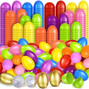 504Pcs Plastic Easter Eggs 2.3",500Pcs Fillable Empty Easter Eggs in 8 Colors with 4Pcs Golden Eggs Bulk for Easter Hunt,Basket Stuffers Filler,Easter Party Favor Decor,Classroom Prize,Surprise Egg